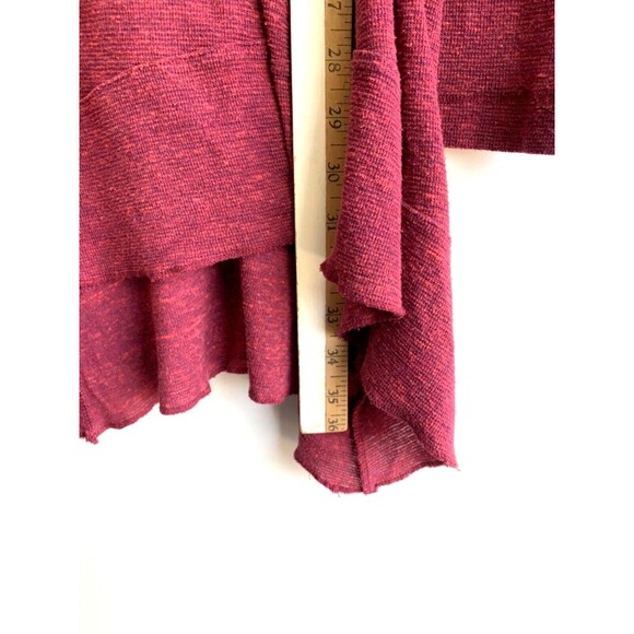 We The Free People Oversized Waffle Knit Top Size Medium Red Asymmetrical Hem - Picture 8 of 10